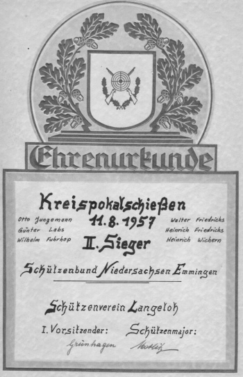 Ehrenurkunde 1957